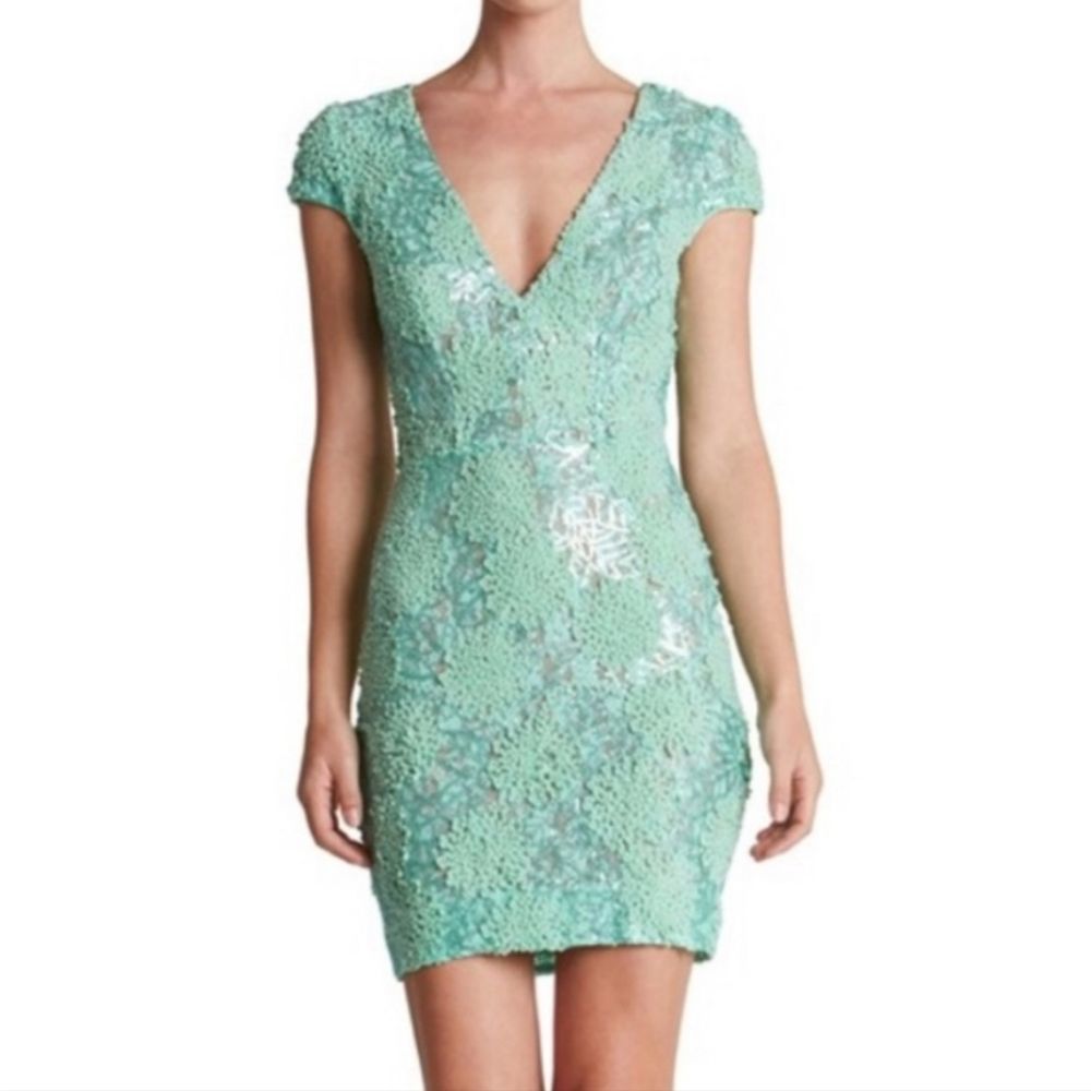 Dress the Population Mint Green Sequin Mini Dress Size M Medium
